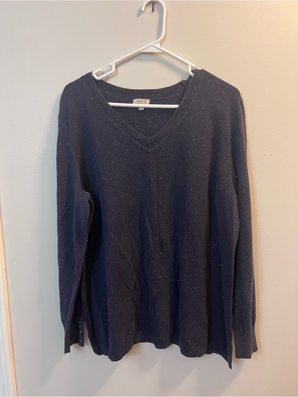Talbots Speckled Navy V-Neck Sweater